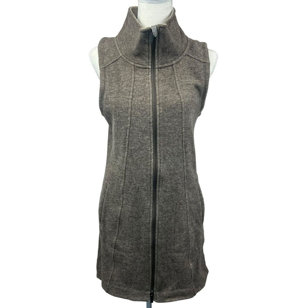 Toad & Co Brown Arriva Long Outbound Travel Vest Size S Wool Blend Zip